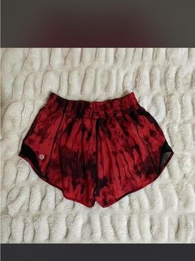 lululemon athletica Red and Black Tie-Dye Athletic Shorts